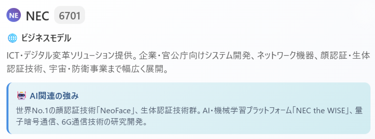 NEC（6701）｜世界最高水準の顔認証AI技術