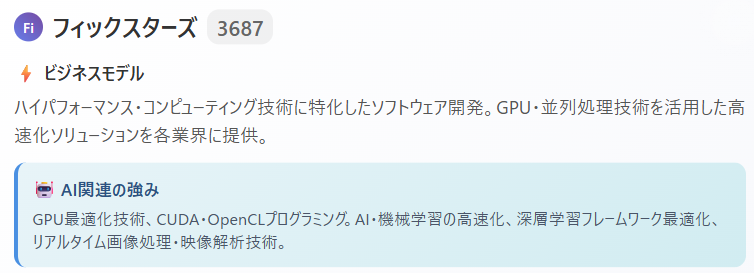フィックスターズ（3687）｜高速化技術でAI処理を加速