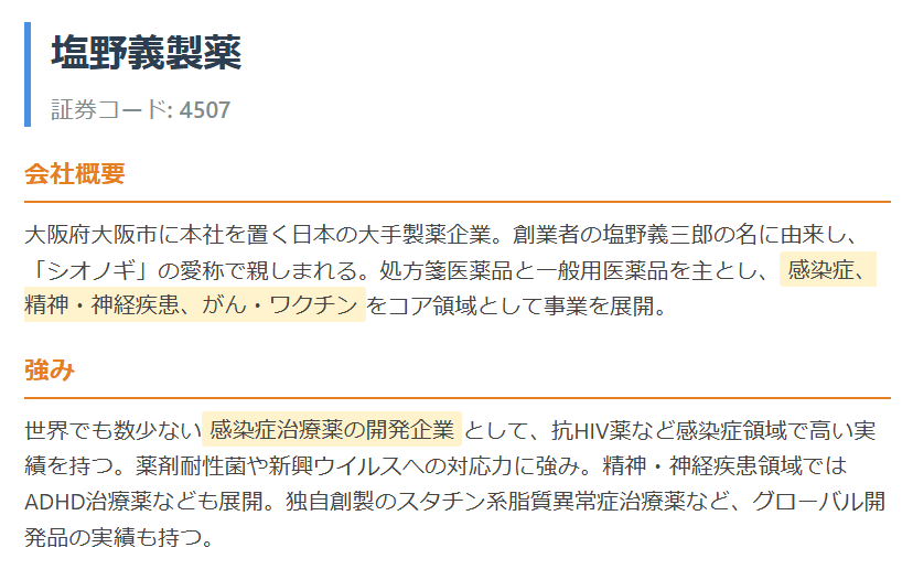 塩野義製薬（4507）