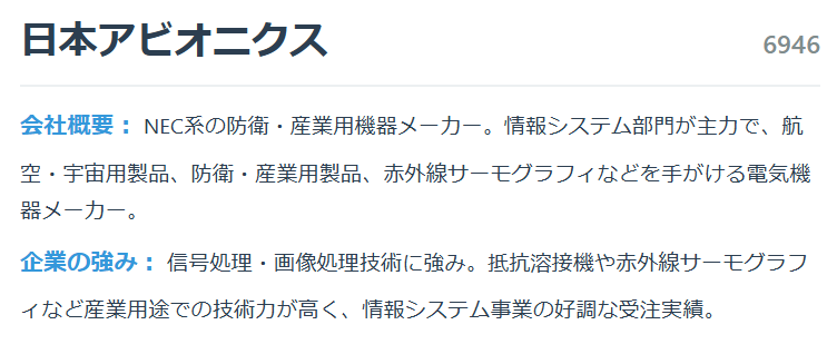 日本アビオニクス（6946）