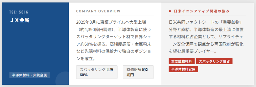 JX金属（証券コード：5016）