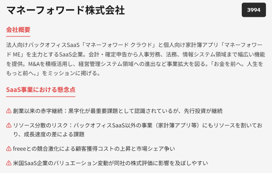 マネーフォワード株式会社（証券コード：3994）