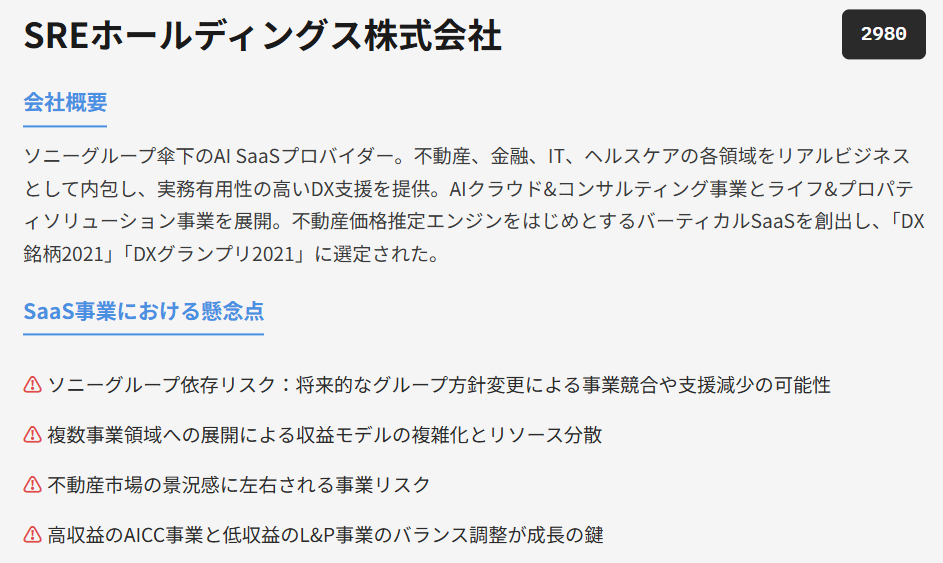 SREホールディングス（証券コード：2980）