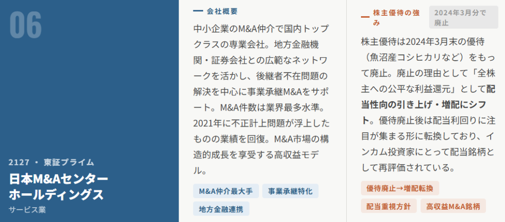 日本M&Aセンターホールディングス（2127）