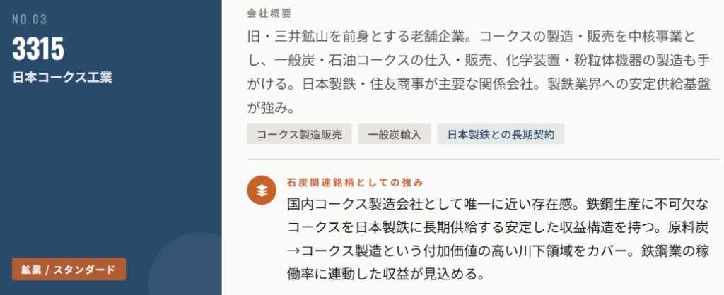 日本コークス工業(3315)
