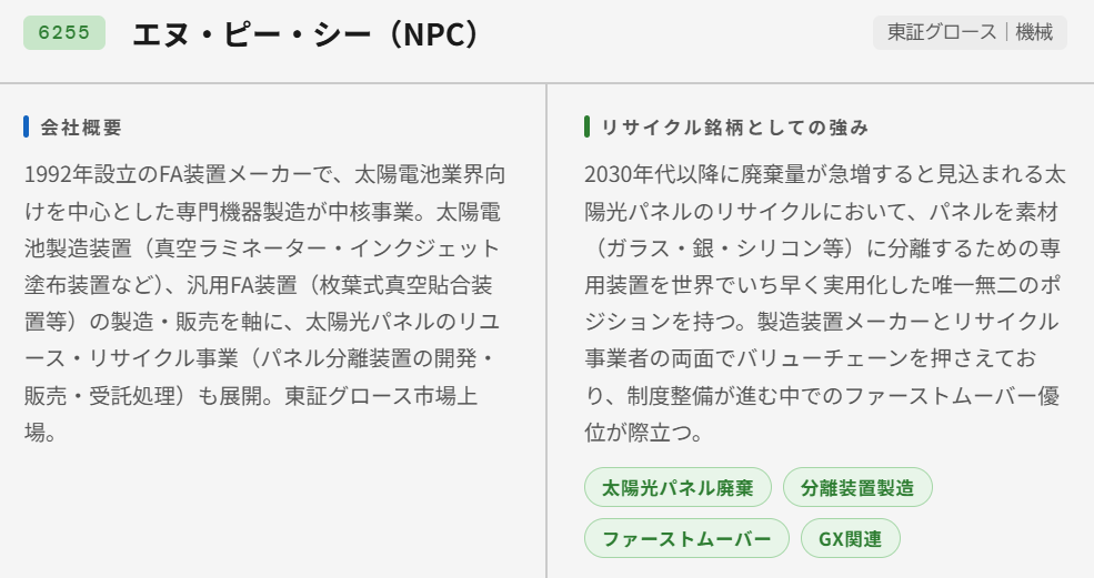 エヌ・ピー・シー（6255）